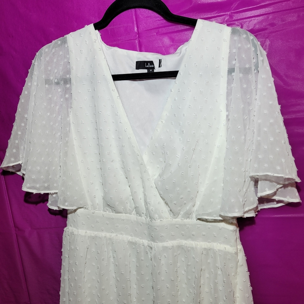 Transcendent Class White Swiss Dot Flutter Sleeve… - image 6